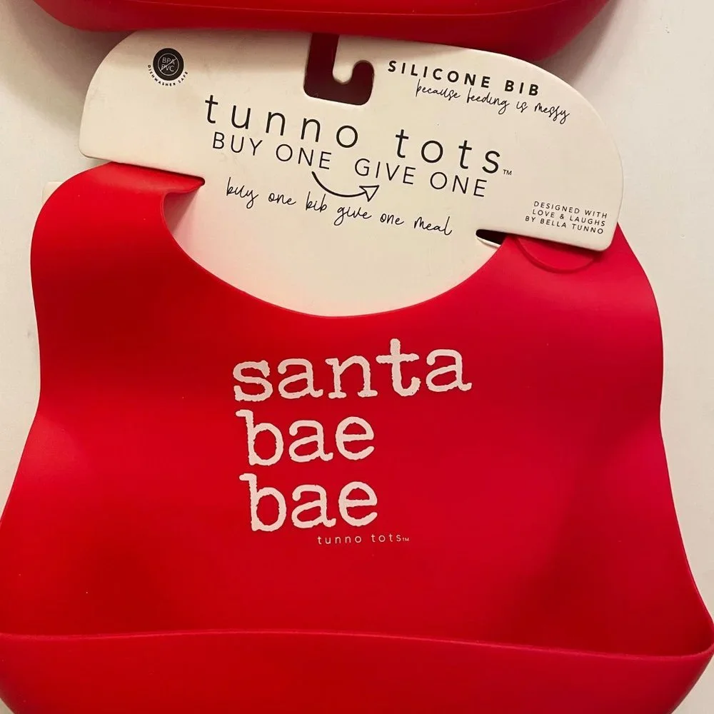 NWT-Tunno Tots Christmas Silicone Catch Pocket Bib